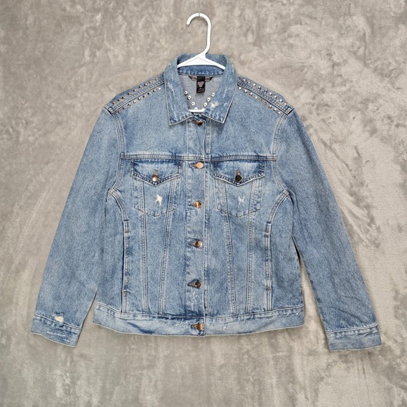 Victoria's Secret Jackets & Blazers - Victorias Secret Womens Medium Denim Jacket Studded Embellished Blue Jean Jacket